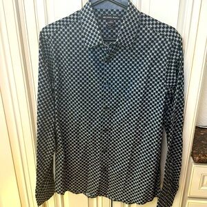 MK Michael Kors black and white mens slim fit collared shirt - size small